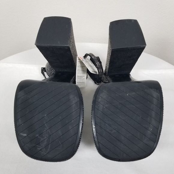 Zara Black Rhinestone Studded Platform Retro Y2K Strappy Blogger Fave Pumps Sz 8 - Picture 7 of 12